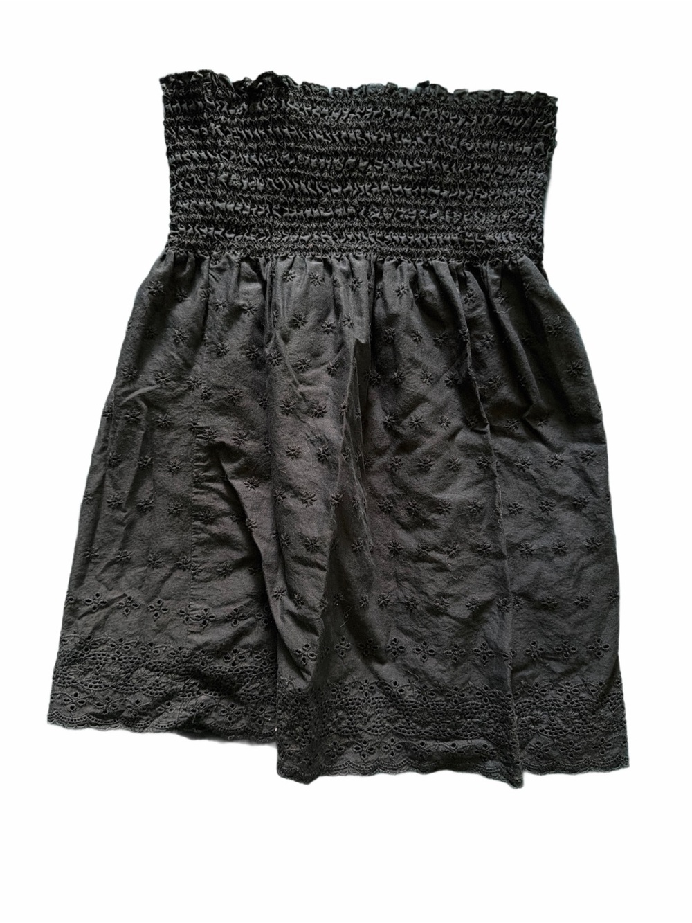 Vintage Juicy Couture Black Smocked Eyelet Strapless Top